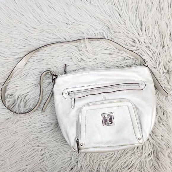 Tignanello Handbags - Tignanello Silver Organizer Crossbody Bag Purse